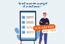 Affiche rencontre entre jeunes et entrepreneurs à lyon, mairie du 6e le 19 juin 2024 de 18h30 à 20h30. gratuit sur inscription