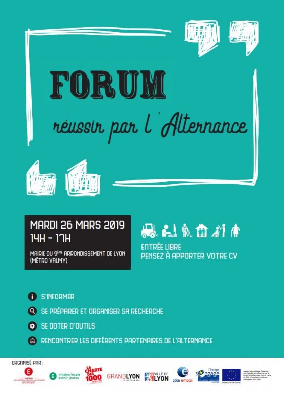 Forum Réussir par l'Alternance,  Mairie du 9ème arrondissement de Lyon, mardi 26 mars 2019