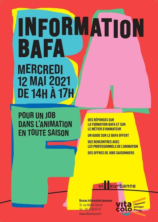 Journée d'information BAFA mercredi 12 mai 2021 de 14h à 17h au BIJ de Villeurbanne