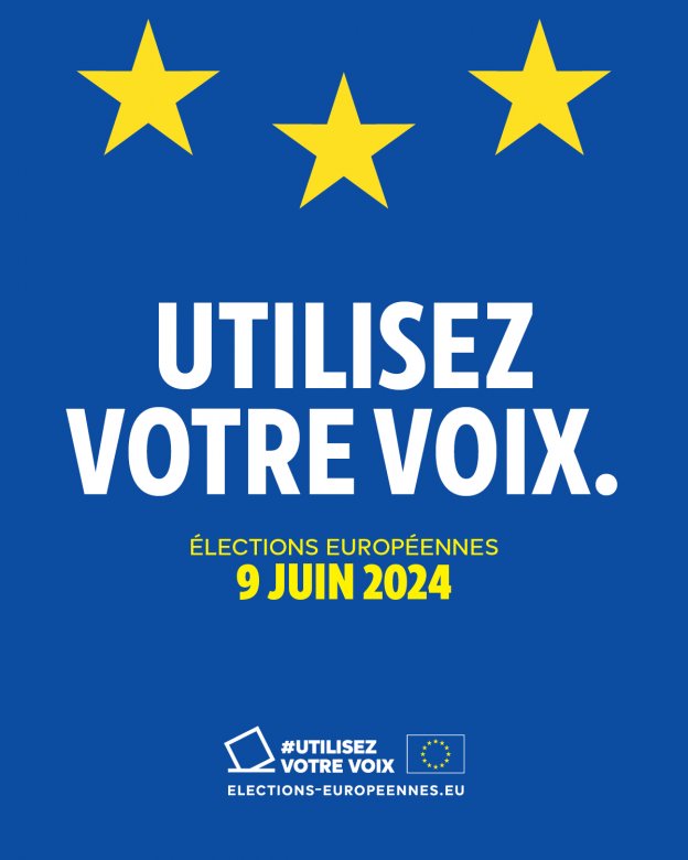 affiche "Utilisez votre voix" Elections Européennes 9 juin 2024 